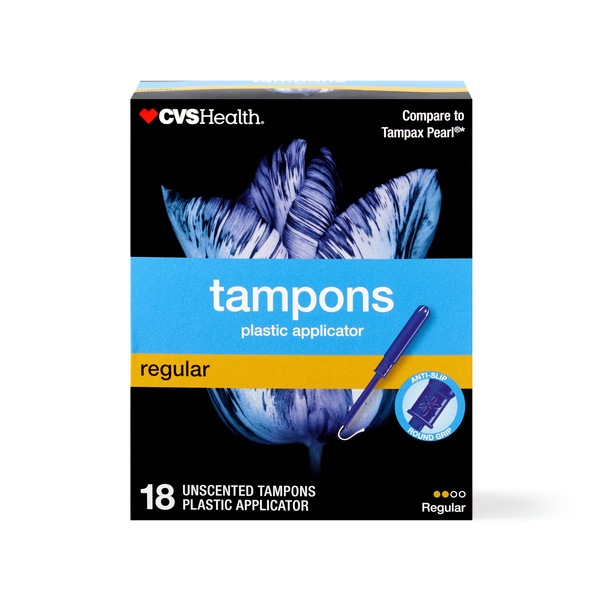 CVS Health Plastic Tampons Regular Absorbency Unscented, 40 CT