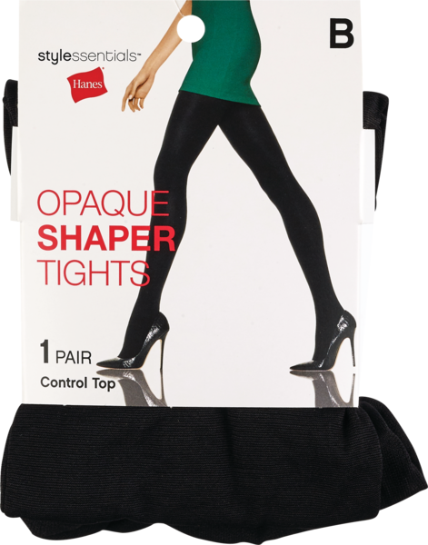 Style Essentials by Hanes Opaque Shaper Tights, Black