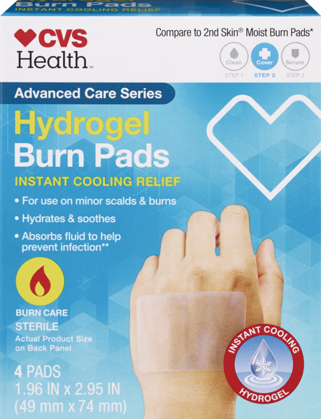 CVS Burn Pads Adhesive Hydrogel Moist Cooling 1.96"x2.95"