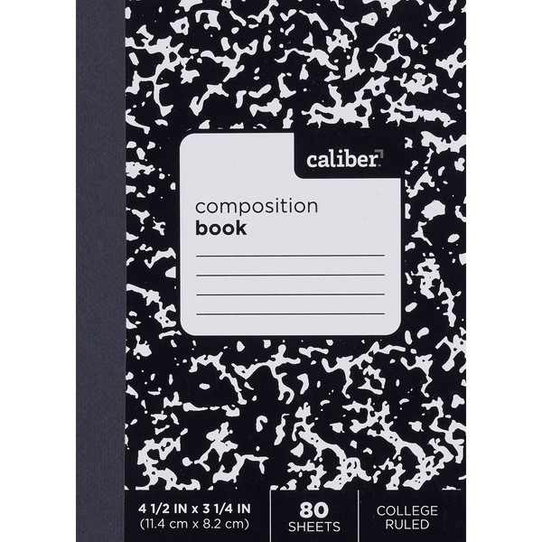 Caliber Composition Book Narrow Ruled 4.5x3.25" Black Cover