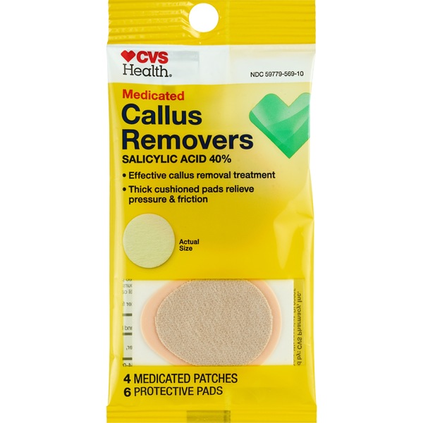 Clicking on the image opens a new modal with 2 larger images of CVS Health Medicated Callus Removers. Some images may not have descriptive text. 1 out of 2.