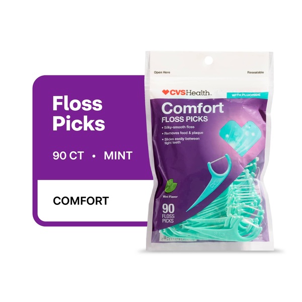 CVS Health Comfort Floss Picks, 90CT