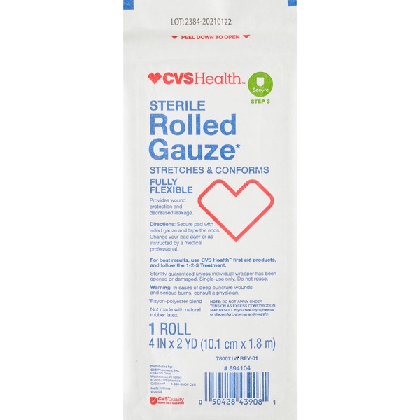 CVS Gauze Rolled Sterile Flexible 4"x2 Yards