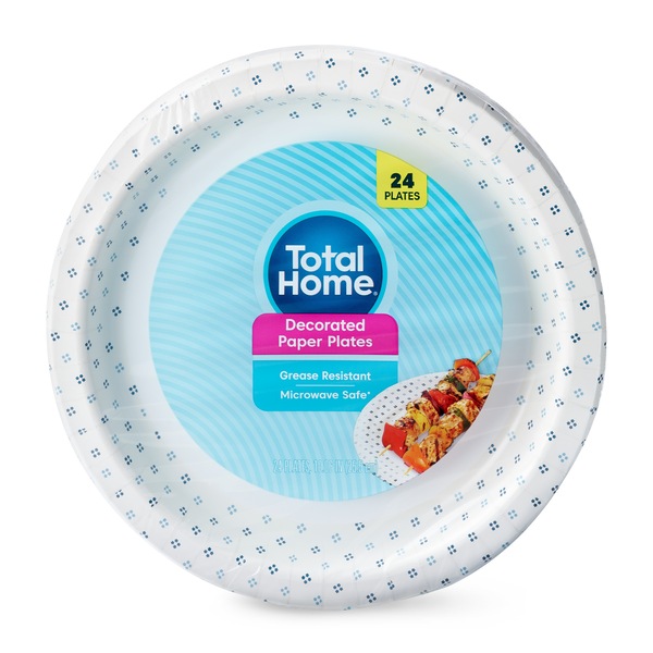 Total Home Decorated Paper Plates 10-1/4 Inch