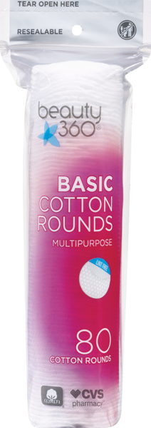 Beauty 360 Basic Cotton Rounds, 80CT
