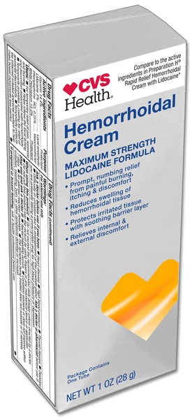 CVS Health Hemorrhoidal Cream Maximum Strength Lidocaine Formula, 1 OZ