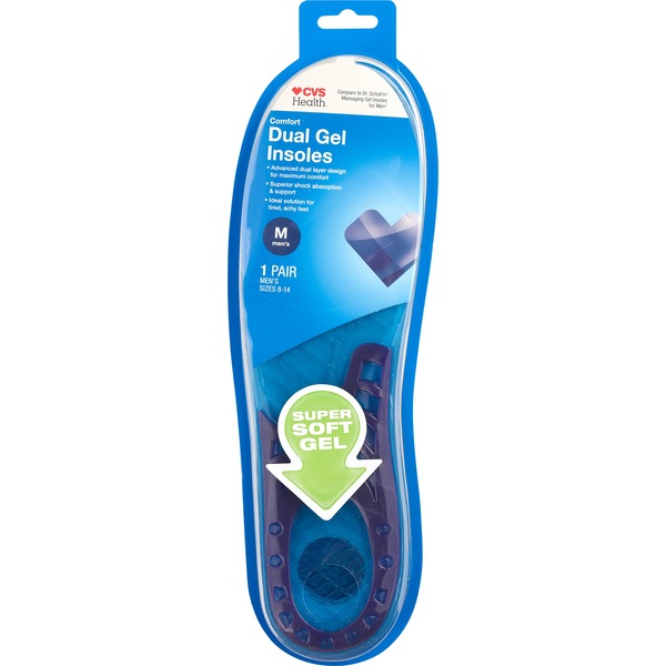 CVS Health Dual Gel Men's Insoles Fits Sizes 8-13