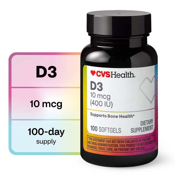 CVS D3 400 IU (10mcg) Vitamin Softgels