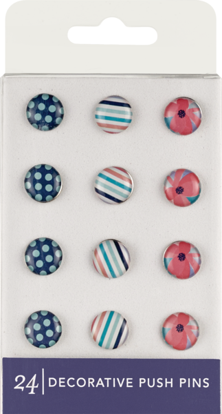 Carolina Pad Decorative Push Pins, 24 CT