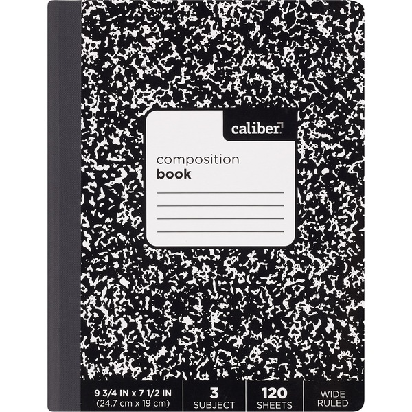 Caliber 3 Subject Composition Book Wide Ruled, 9.5" x 7.5"