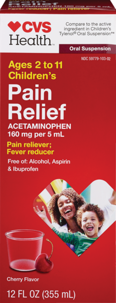 CVS Health Children's Pain Relief Suspension Liquid, Cherry Flavor, 12 OZ