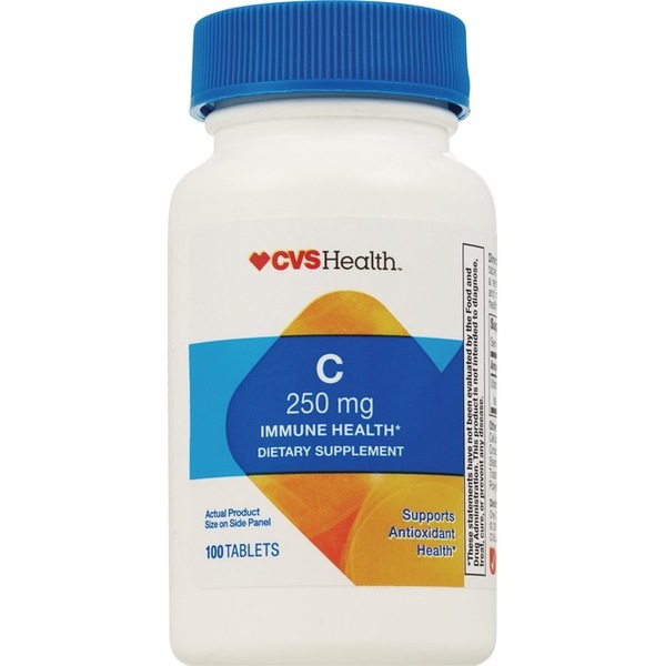 Clicking on the image opens a new modal with 3 larger images of CVS Health Vitamin C Tablets 250mg, 100CT. Some images may not have descriptive text. 1 out of 3.