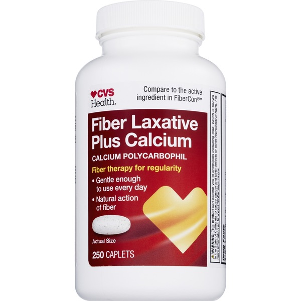 CVS Health Fiber Laxative Caplets Plus Calcium, 250 CT