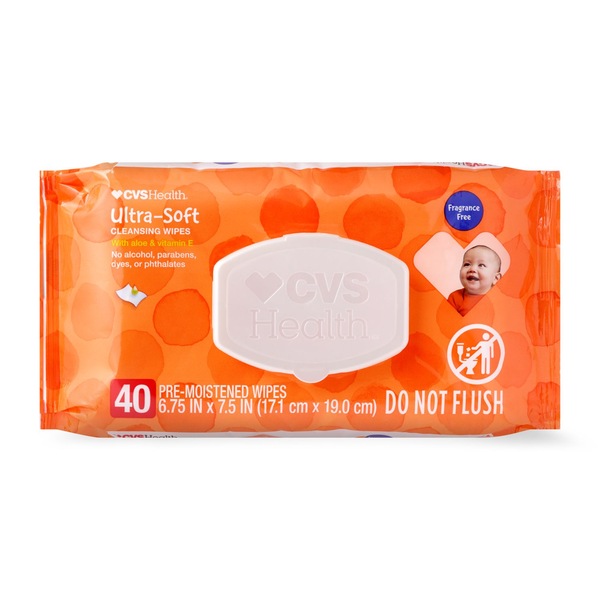 CVS Health Ultra-Soft Cleansing Wipes, Unscented