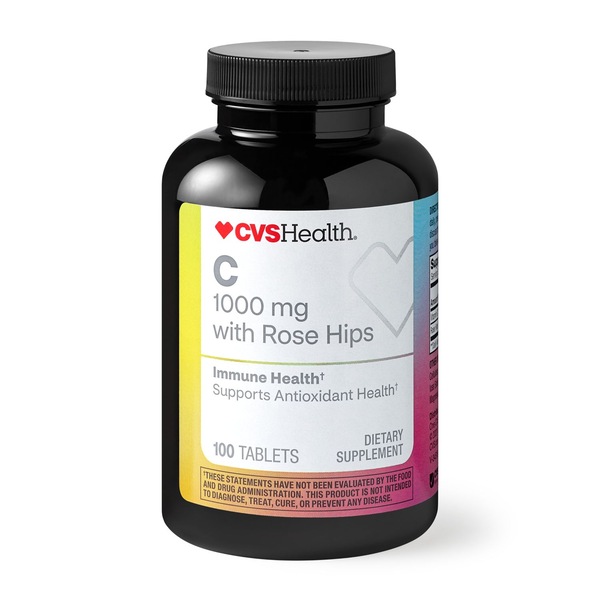 CVS Health Vitamin C with Rose Hips Tablets 1000mg, 100CT