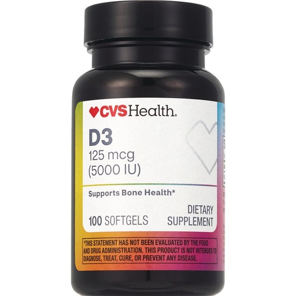 CVS D3 5000 IU (125mcg) Vitamin Softgels