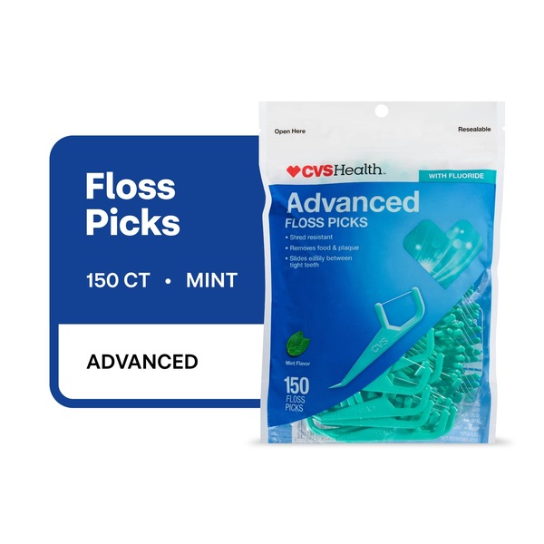 CVS Health Advanced Floss Picks, 150CT