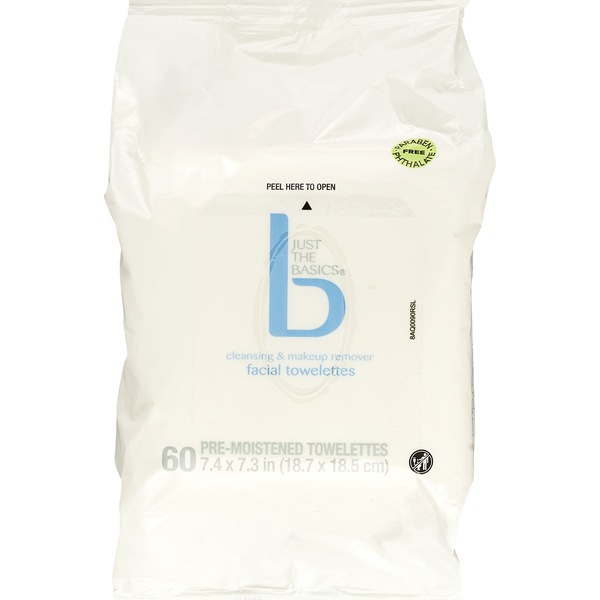 Just The Basics Basic Cleansing Towelettes, 60/Pack