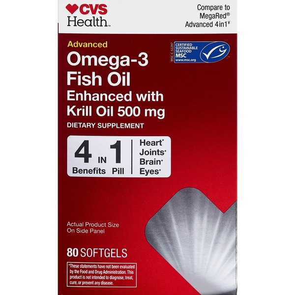 CVS Omega-3 Fish Oil+Krill Oil 500mg Advanced 4in1 Softgels