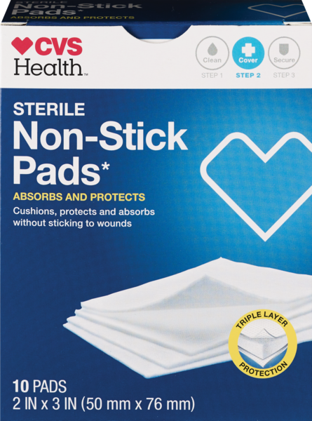 CVS Health Sterile Latex-Free Non-Stick Pads, 2in x 3in, 10CT