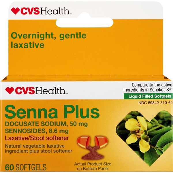 CVS SennaPlus Natural Vegetable Laxative/StoolSoftenerSftgel