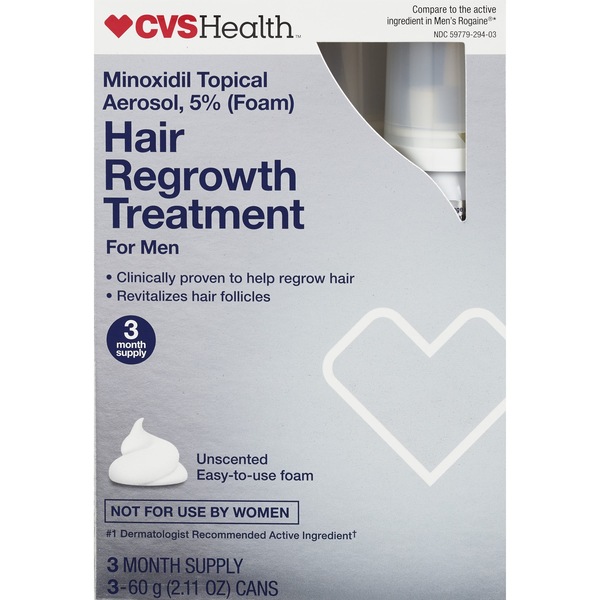 CVS Health Easy-to-Use Hair Regrowth Foam Treatment for Men Unscented, 6 OZ