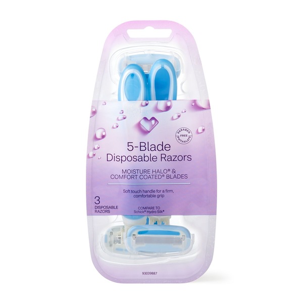 Beauty 360 5 Blade Moisture Halo and Comfort Coated Blades Disposable Razors, 3CT