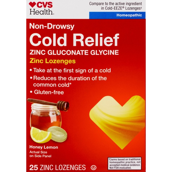 Homeopathic CVS Health Non-Drowsy Cold Relief Zinc Lozenges