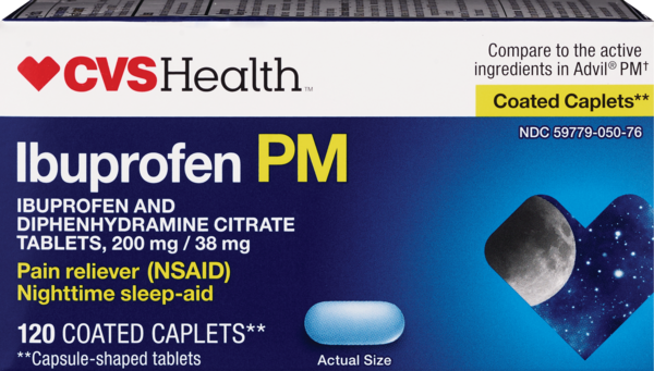 CVS Health Ibuprofen PM Caplets, 120 CT