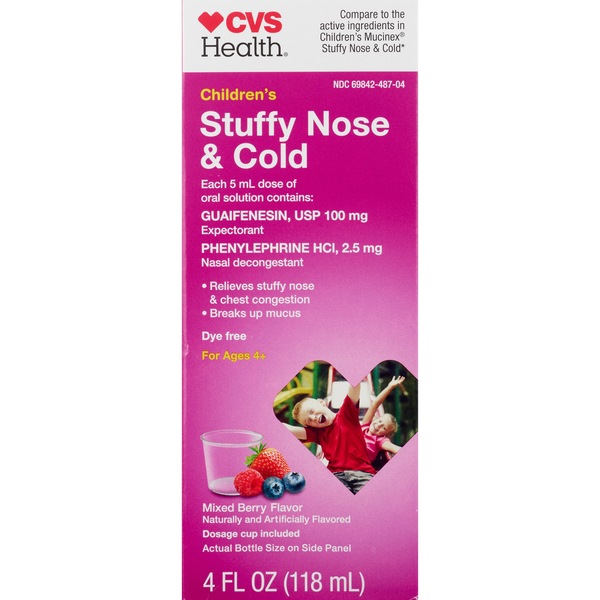 CVS Children's Stuffy Nose&Cold GU100+PE2.5/5ml Liquid Berry