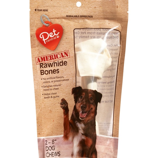 Pet Central Natural American Rawhide Bones, 2CT