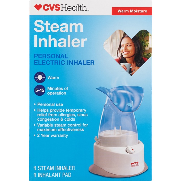 Clicking on the image opens a new modal with 3 larger images of CVS Health Steam Inhaler. Some images may not have descriptive text. 1 out of 3.