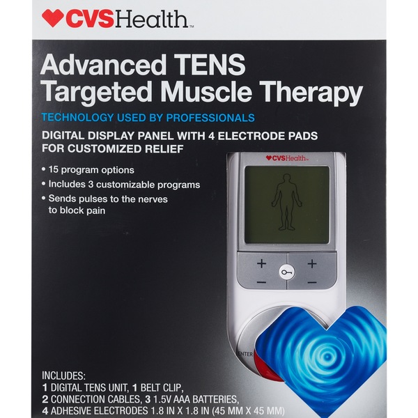 CVS TENS Muscle Pain Relief Device Advanced 4Pads/15Programs