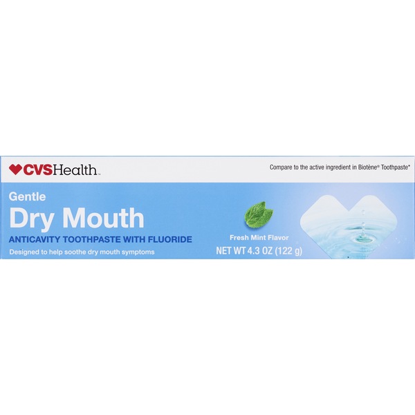 CVS Health Gentle Dry Mouth Anticavity Toothpaste with Fluoride Fresh Mint, 4.3 OZ