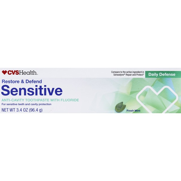 CVS Sensitive Toothpaste Restore&Defend FreshMint 2Pk of 4oz