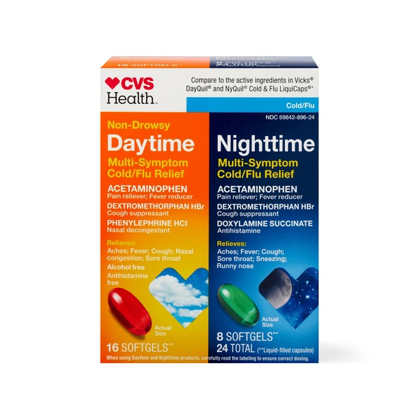 CVS Health Daytime and Nighttime Multi-Symptom Cold & Flu Relief, 8 CT