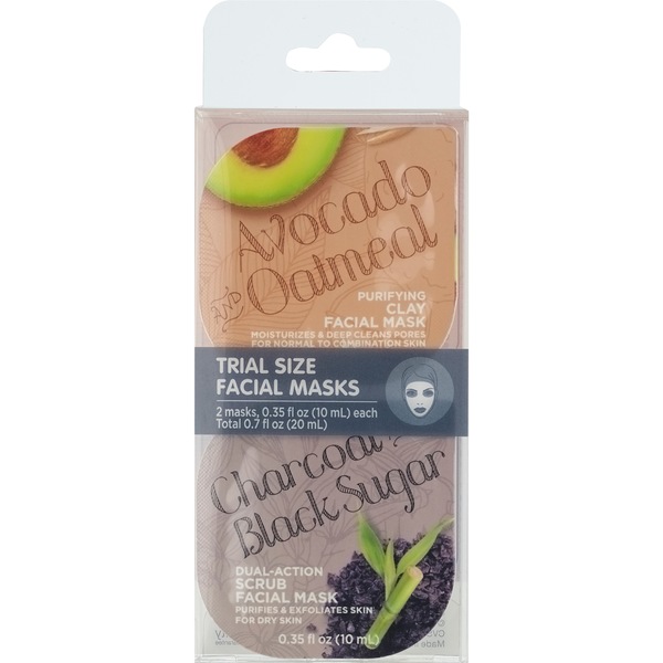 Trial Size Facial Masks, Avocado & Charcoal