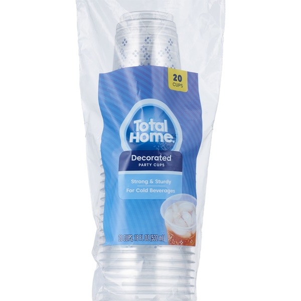 Total Home Decorative 18 OZ Party Cups, 20CT