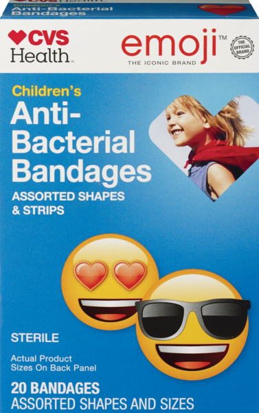 CVS Health Emoji Children's Anti-Bacterial Bandages, 20CT