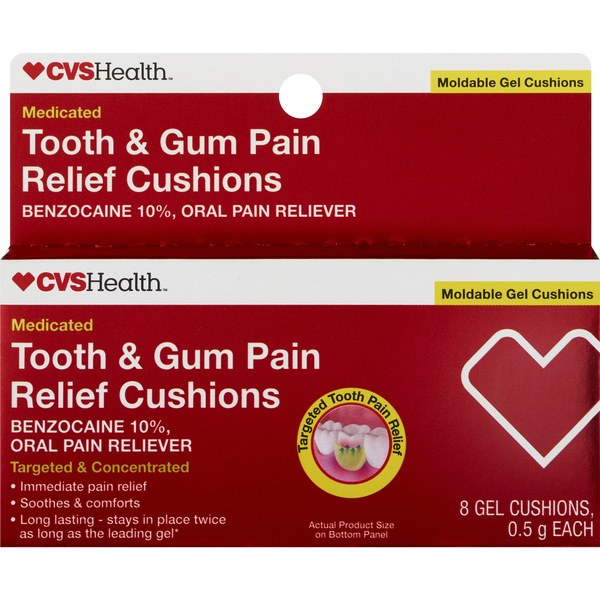 CVS Health Medicated Tooth and Gum Pain Relief Gel Cushions, 8CT