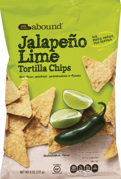 Gold Emblem Abound Jalapeño Lime Tortilla Chips, 8 OZ