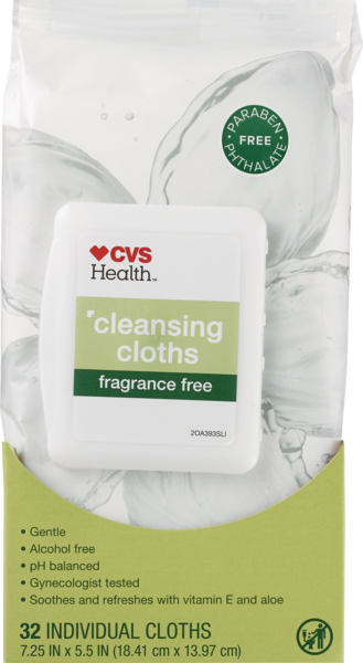 CVS Health Cleansing Cloths, Fragrance Free, 32CT 