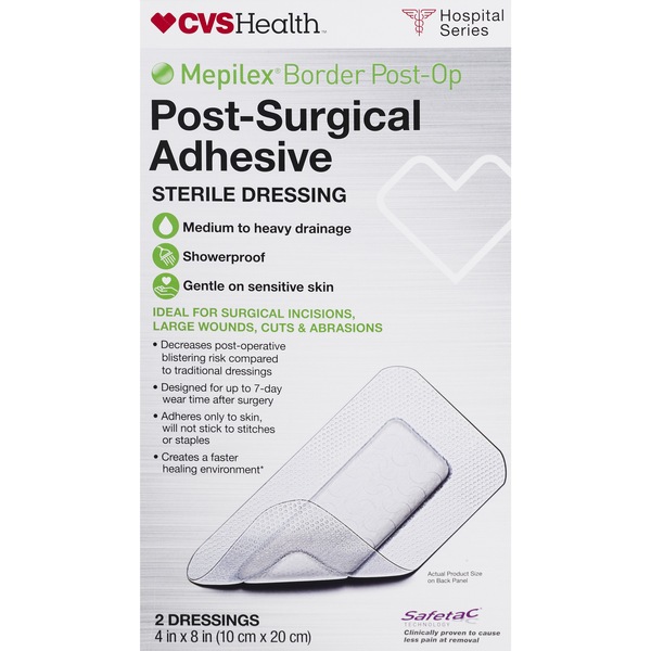 CVS Health Mepilex Border Post-Op Post-Surgical Adhesive Sterile Dressing, 2CT