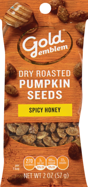 Gold Emblem Dry Roasted Pumpkin Seeds, Spicy Honey, 2 OZ