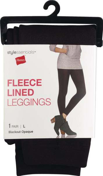 Style Essentials by Hanes Fleece Lined Leggings, Blackout Opaque
