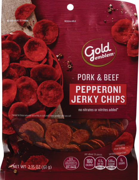 Gold Emblem Pork & Beef Pepperoni Jerky Chips, 2.15 OZ