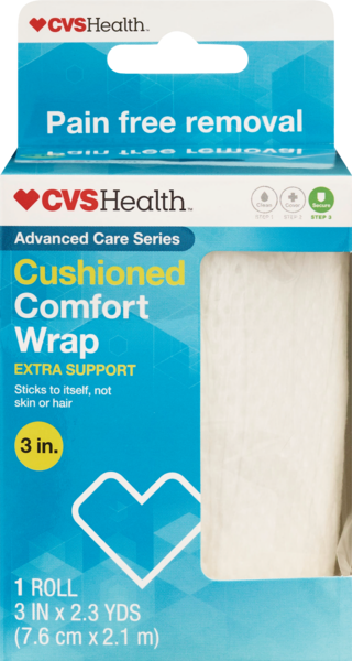 Clicking on the image opens a new modal with 1 larger images of CVS Health Cushioned Comfort Wrap 3 inch x 2.3 yds. Some images may not have descriptive text. 1 out of 1.