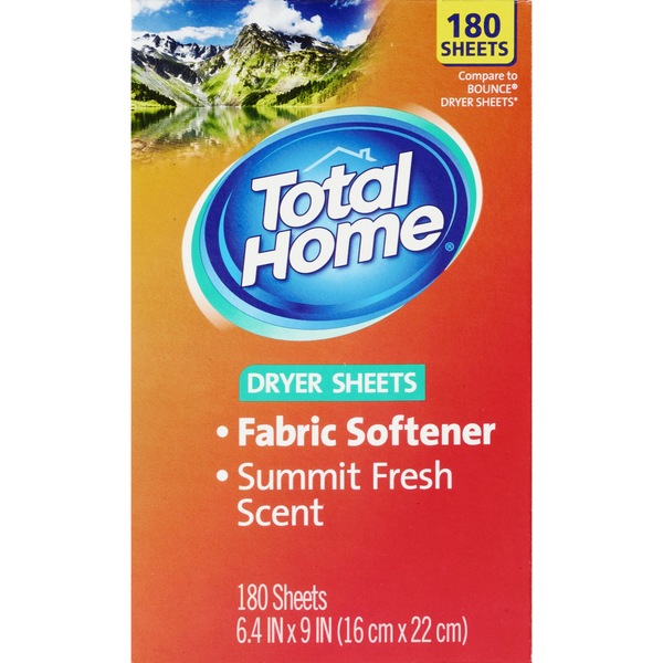 Total Home Dryer Sheets & Fabric Softener, Summit Fresh Scent, 180 CT