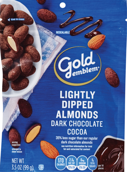 Gold Emblem Dark Chocolate Cocoa Lightly Dipped Almonds