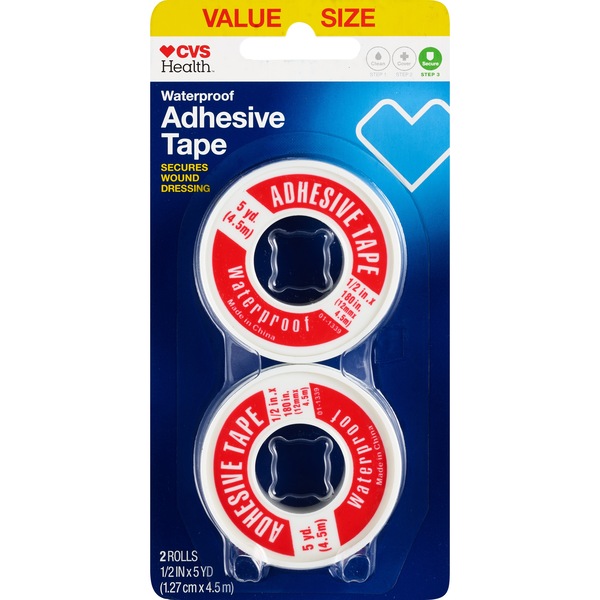 CVS Adhesive Tape Waterproof 1/2"x5Yd Roll 2-Pack